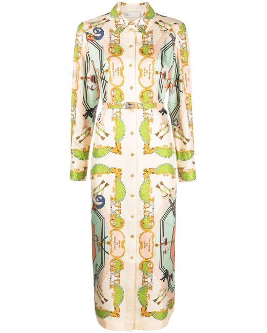 Tory Burch graphic-print silk fitted dress