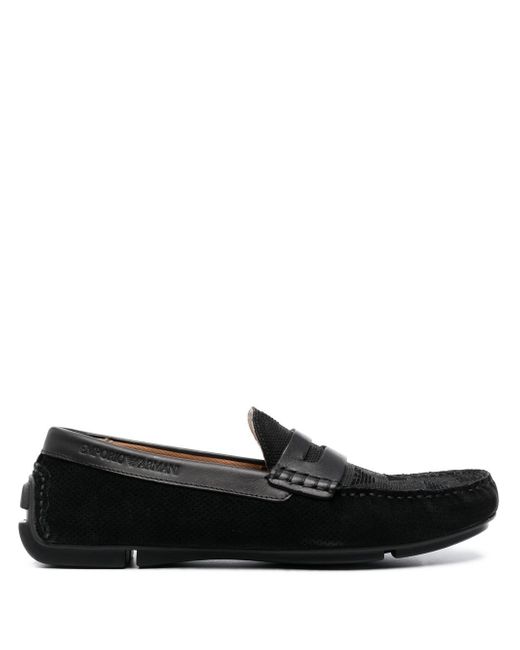 Emporio Armani flocked-logo driving loafers