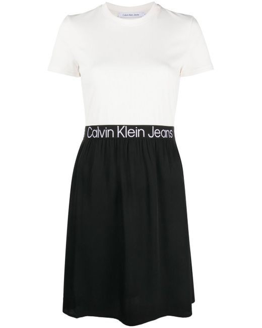 Calvin Klein Jeans two-tone logo-tape dress
