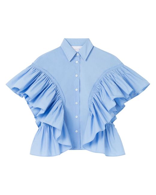 Az Factory Waterfall ruffle-sleeve cotton shirt