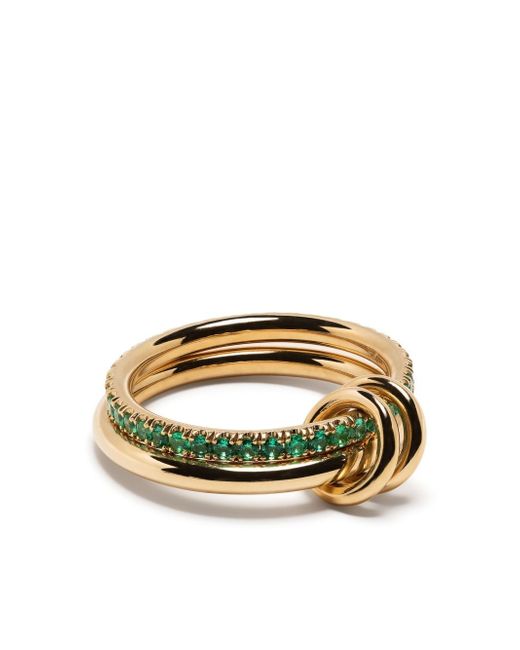 Spinelli Kilcollin 18kt yellow gold 2-stack emerald ring