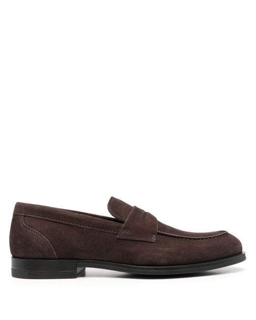 Santoni almond-toe leather loafers