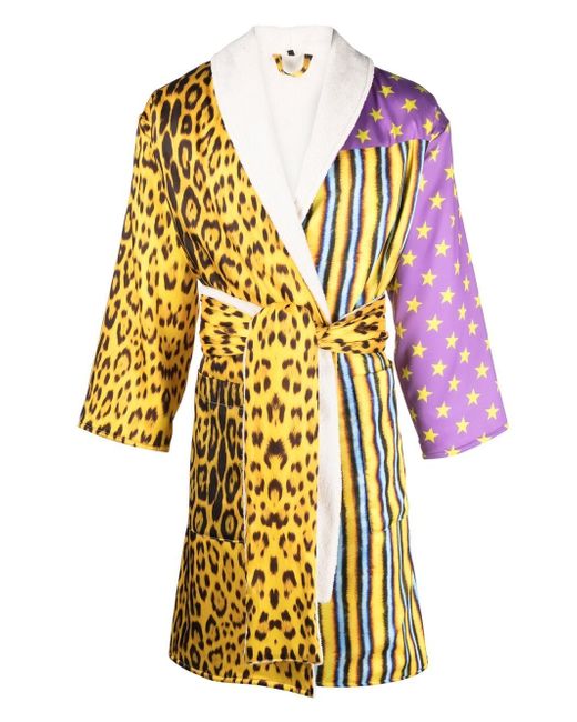 Roberto Cavalli patchwork leopard-print robe