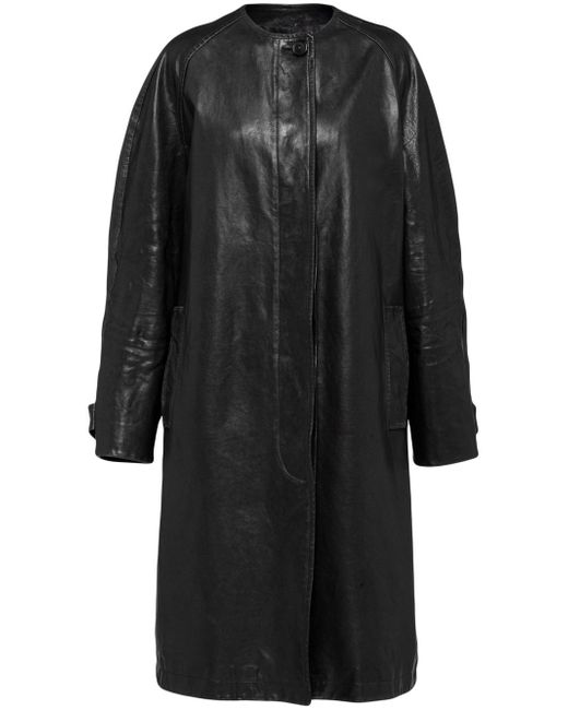 Prada single-breasted leather coat
