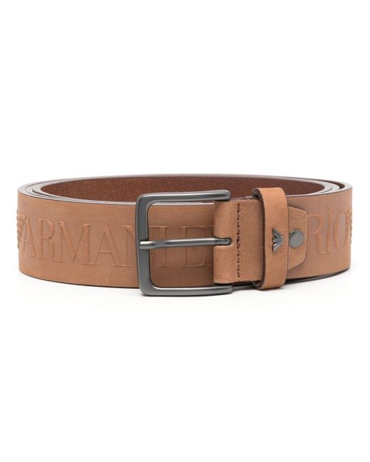Emporio Armani embossed logo leather belt