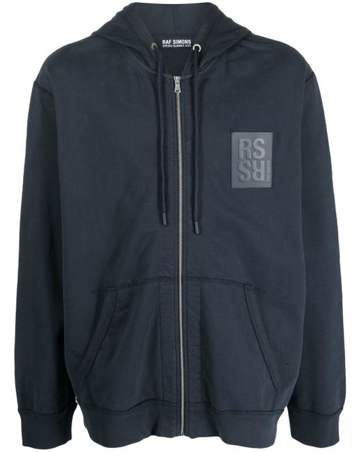 Raf Simons logo-patch zip-up hoodie