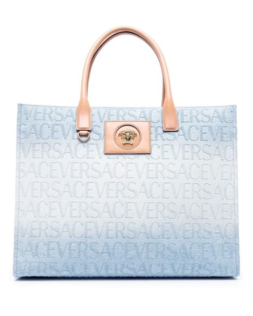 Versace logo-embossed tote bag