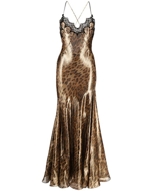 Roberto Cavalli leopard-print shimmering gown