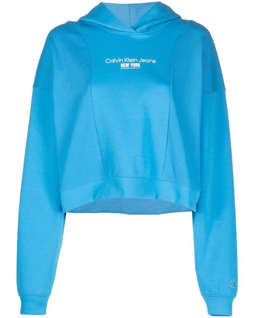 Calvin Klein Jeans logo-print cropped hoodie