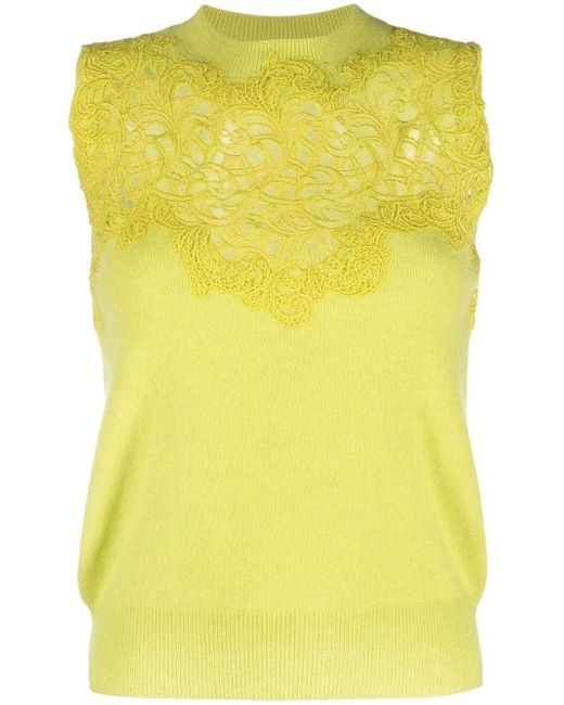 Ermanno Scervino lace-overlay knitted top