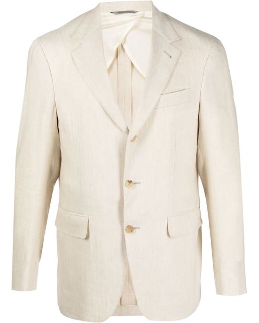 Canali single-breasted wool-linen blazer