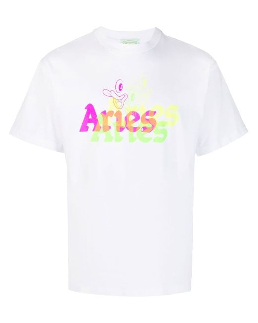 Aries logo-print detail T-shirt