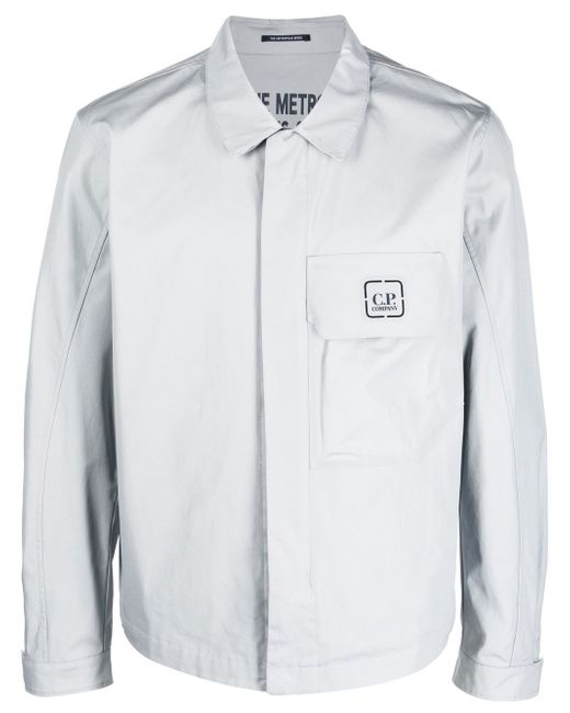 CP Company logo-print cotton shirt jacket