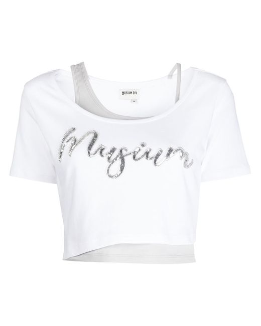 Musium Div. sequin-embellished layered cotton T-shirt
