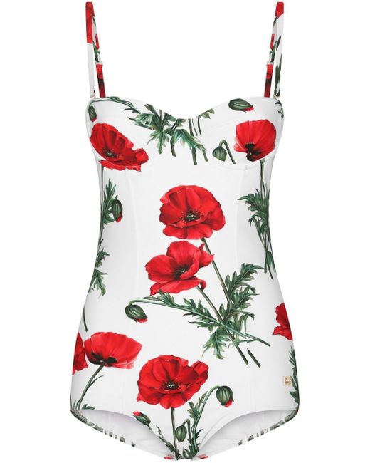 Dolce & Gabbana floral-print open-back one-piece