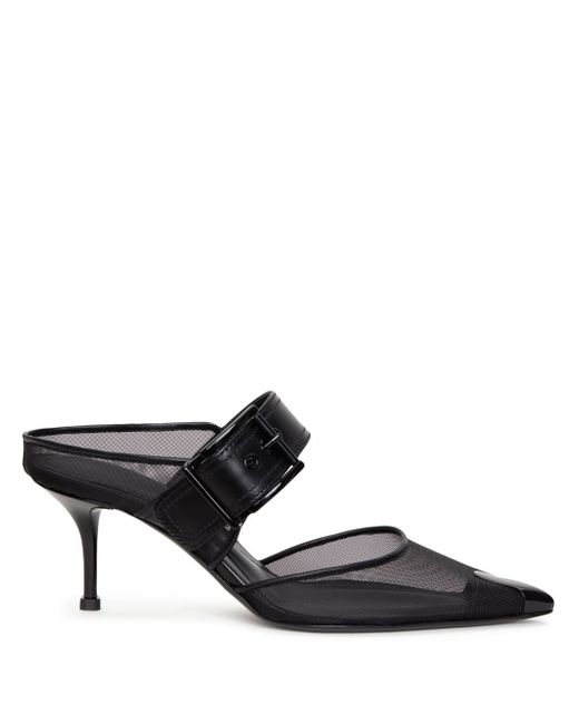 Alexander McQueen mesh-panelling pointed-toe mules