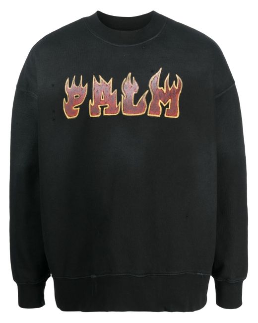 Palm Angels Logo Flames cotton sweatshirt