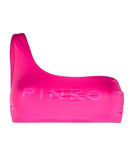 Pinko one-shoulder logo bikini top