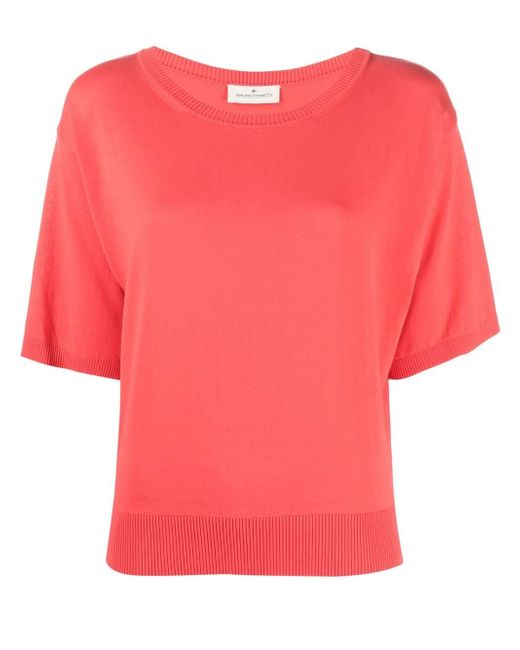 Bruno Manetti fine-knit short-sleeves top