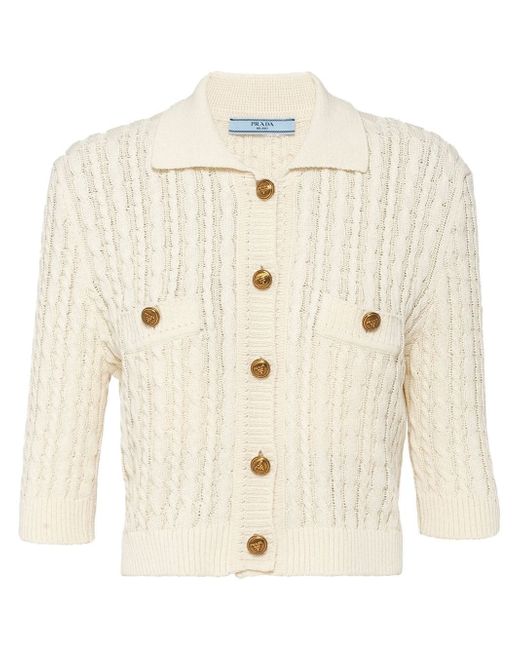 Prada cable-knit cotton jumper
