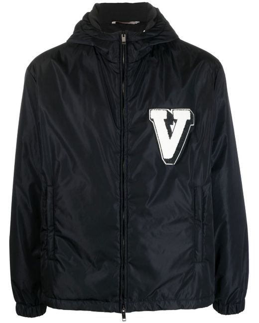 Valentino logo-patch hooded jacket