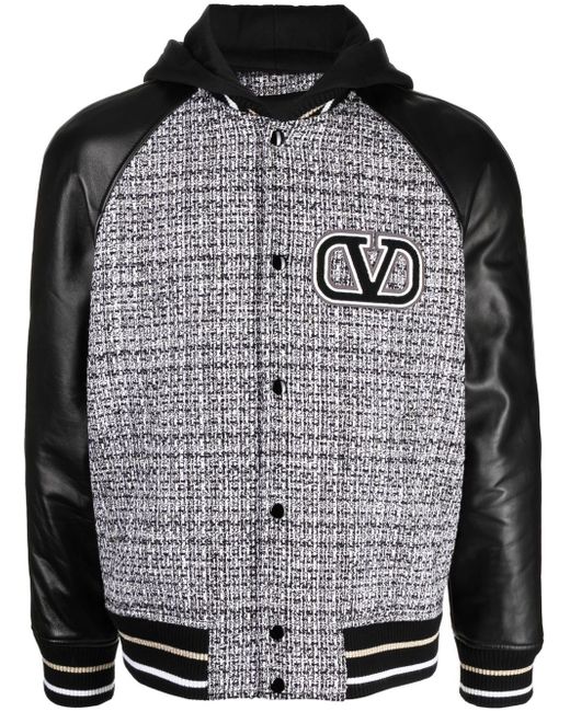 Valentino logo-patch hooded bomber jacket