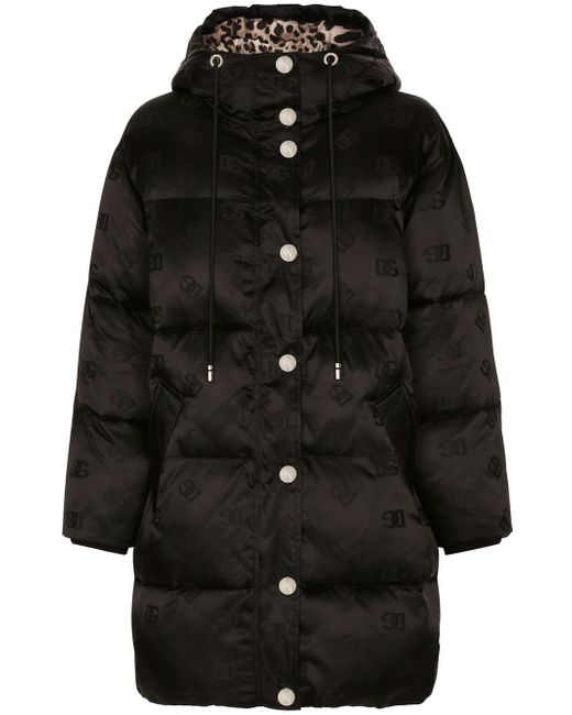 Dolce & Gabbana logo-print hooded puffer coat