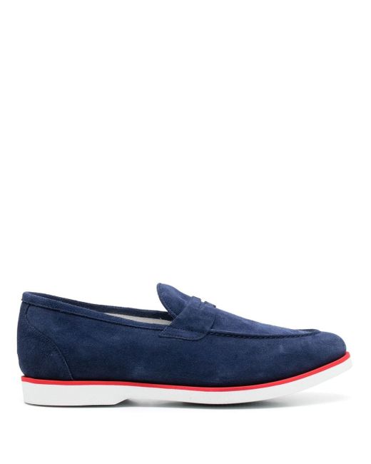 Kiton penny slot suede loafers