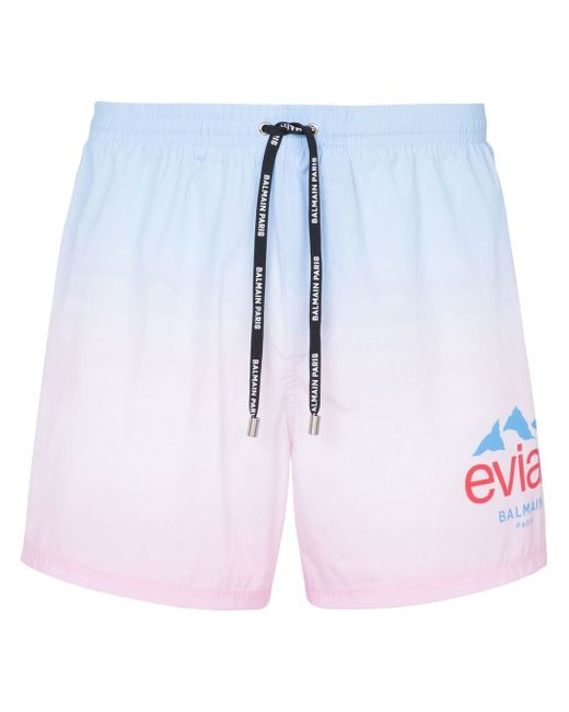 Balmain x Evian gradient swim shorts