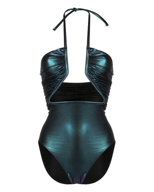 Rick Owens iridescent-effect cut-out swimsuit