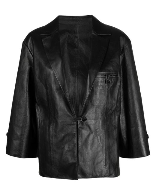 Drome crop-sleeves leather jacket