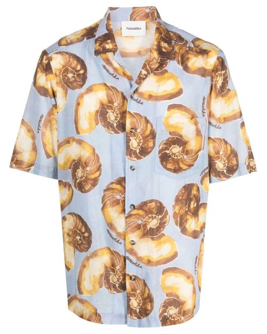 Nanushka seashell-print button-up shirt