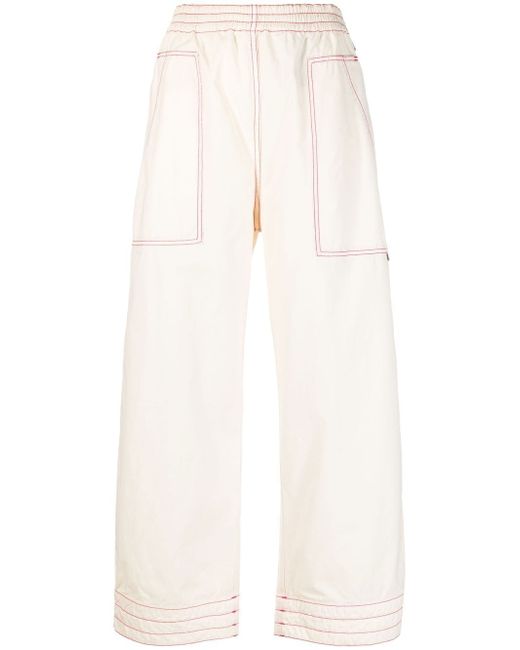 Palm Angels contrast-stitch wide-leg track pants