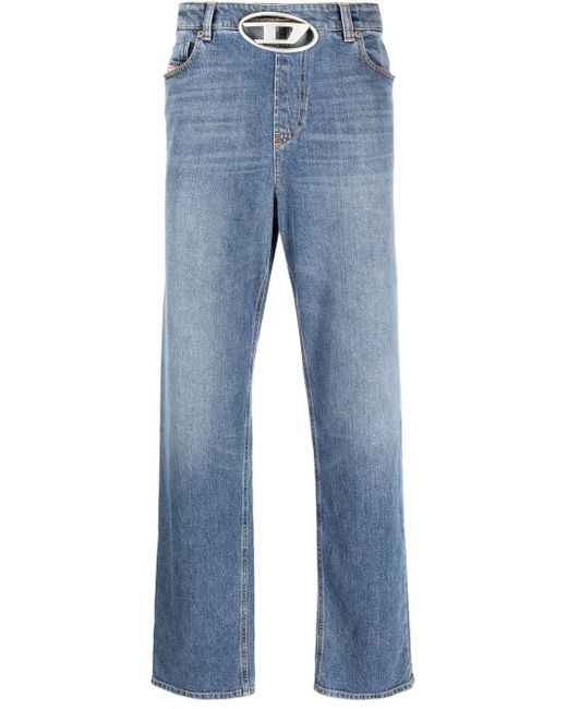 Diesel straight-leg logo-buckle detail jeans