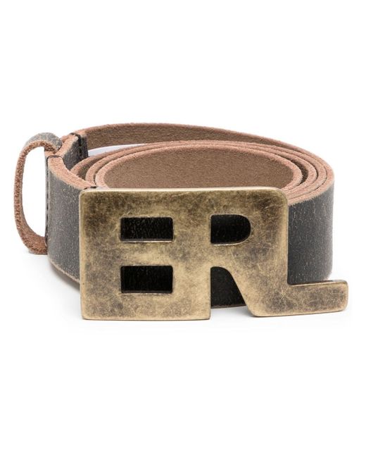 Erl logo-buckle cracked leather belt