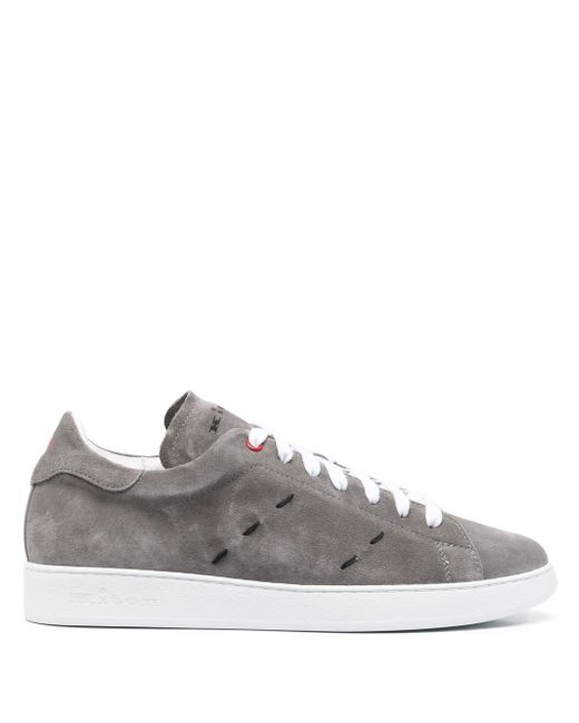 Kiton suede contrast-stitching sneakers