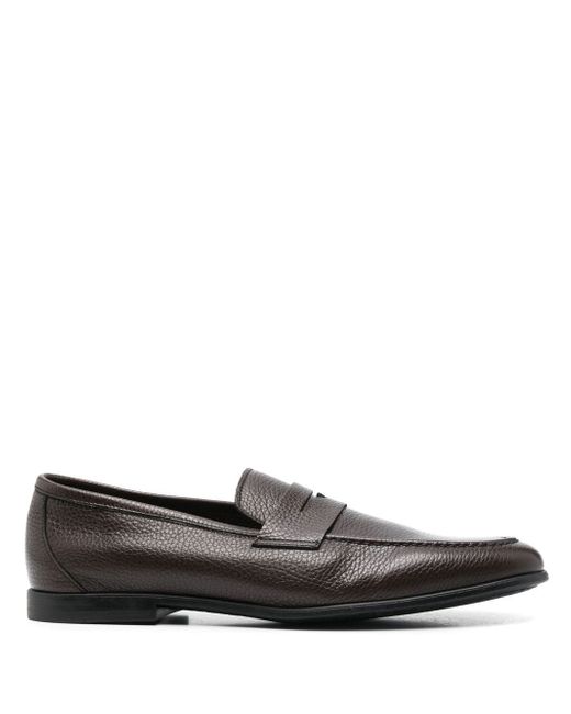 Canali textured leather slip-on loafers