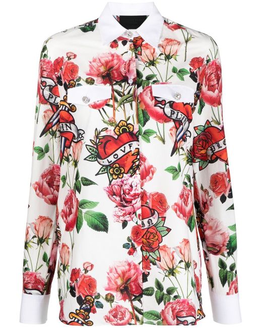 Philipp Plein floral print shirt