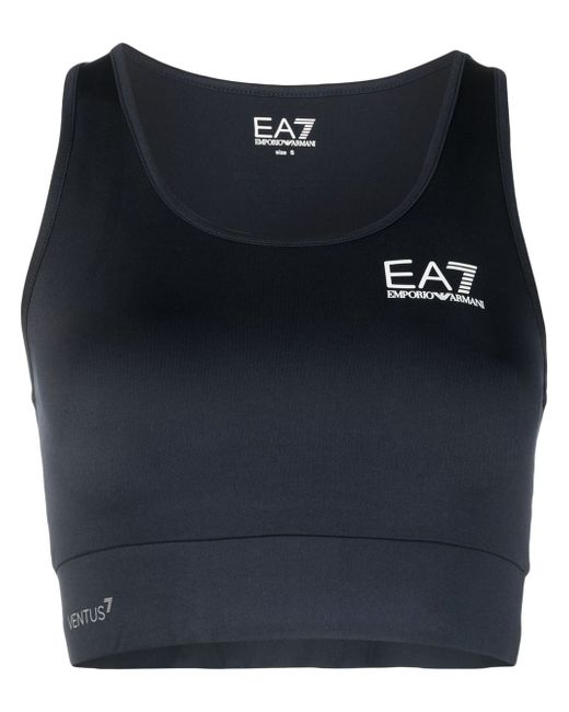 Ea7 logo print sports bra