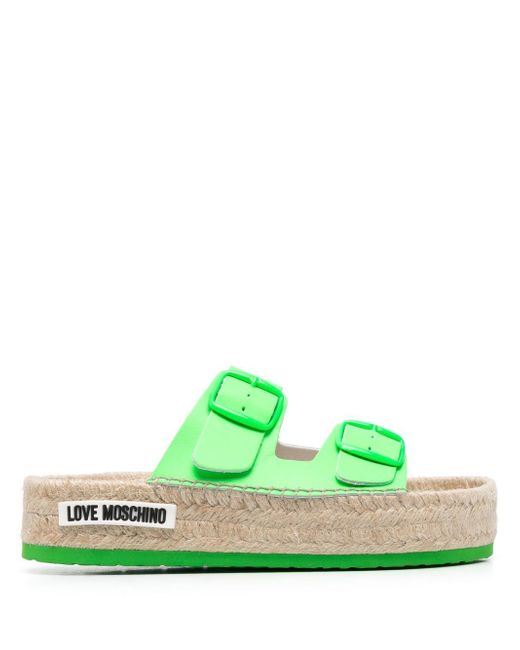 Love Moschino side-buckle detail logo mules