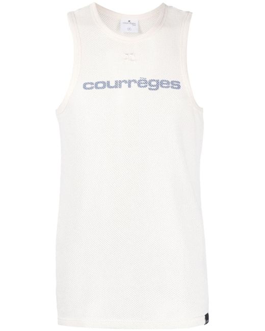 Courrèges logo-print cotton tank top