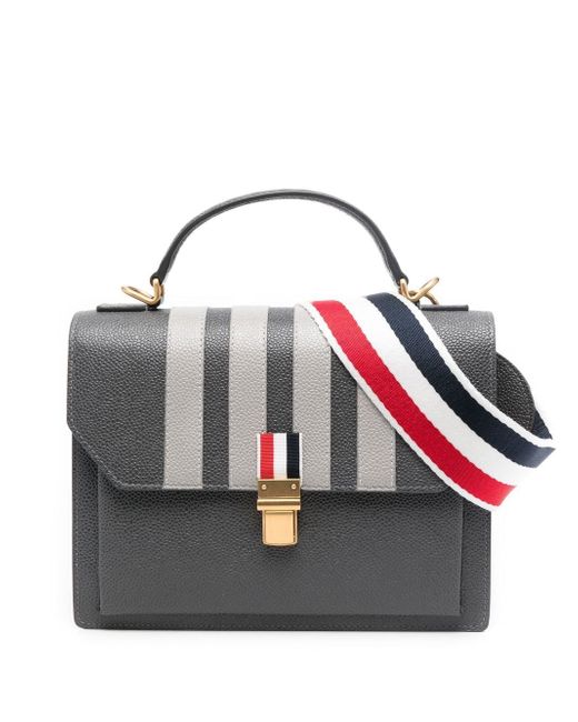 Thom Browne appliqué-stripe leather satchel