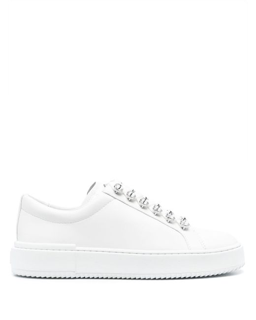 Stuart Weitzman crystal-embellished lace-up sneakers