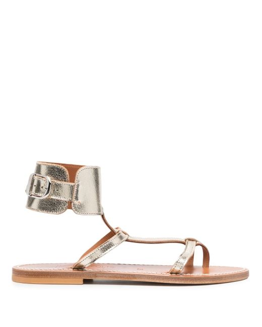 K. Jacques metallic finish ankle-fastening sandals