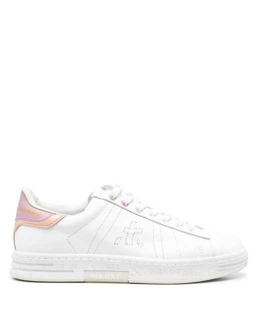 Premiata pink panelled low-top trainers