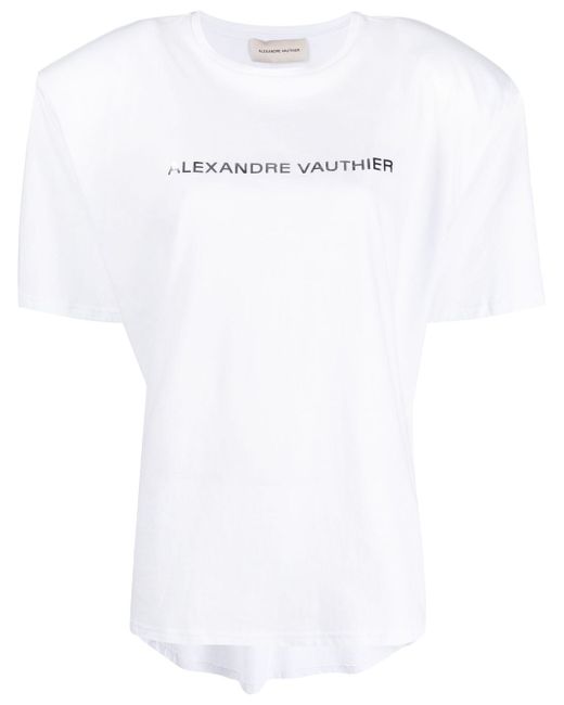 Alexandre Vauthier logo-print shoulder-pad T-shirt
