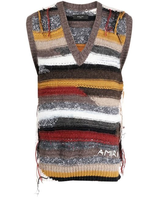 Amiri distressed V-neck knitted vest