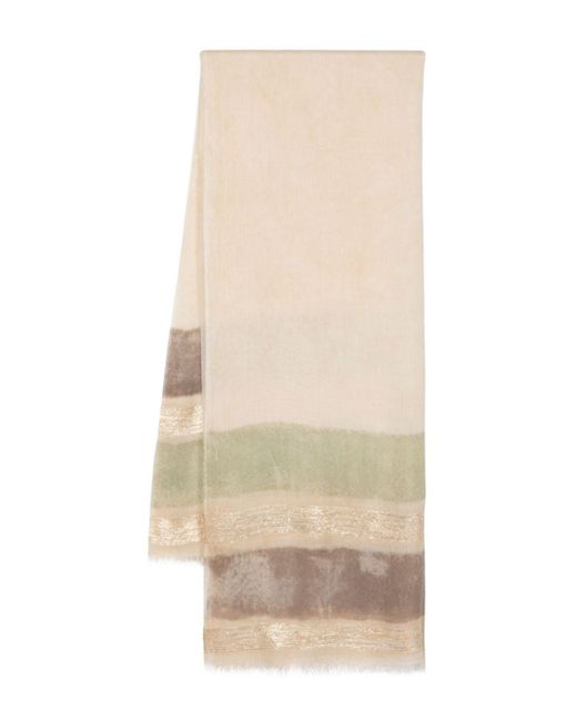 D'Aniello stripe-print frayed-edge scarf