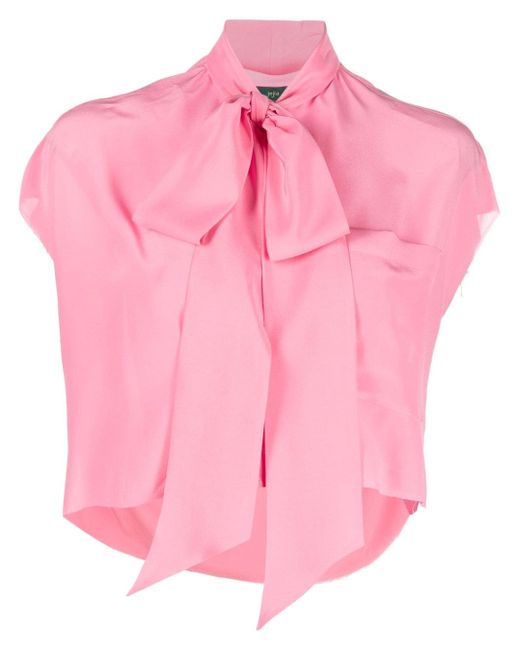 Jejia gathered-tie cropped silk blouse