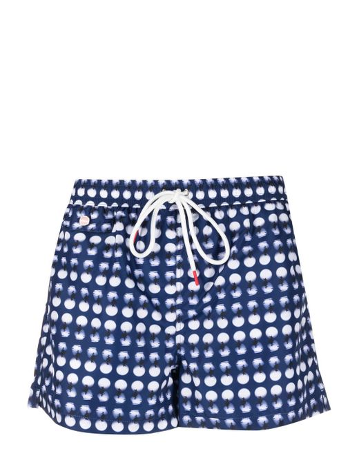 Kiton dot-print drawstring swim shorts